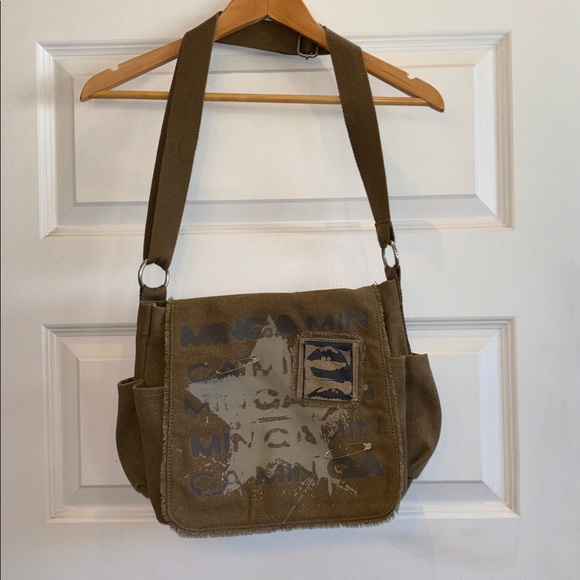 Minga London Star Canvas Messenger Bag EUC boho grunge Y2K indie Gorpcore - Picture 4 of 11